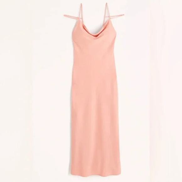 ABERCROMBIE & Fitch Cowl Neck Maxi Dress in Blooming Dahlia Size XS Long Peach - Picture 1 of 8